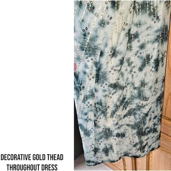 ZARA Women's A-Line Tie Dye Gold Thread Sleeveless Mini Dress. SIZE XL - Picture 11 of 16